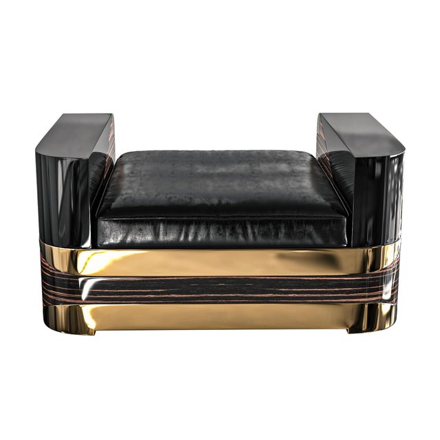 "Semiretta" Ottoman With Bronze, Polished Ebony, Stainless Steel For Sale In Los Angeles - Image 6 of 6