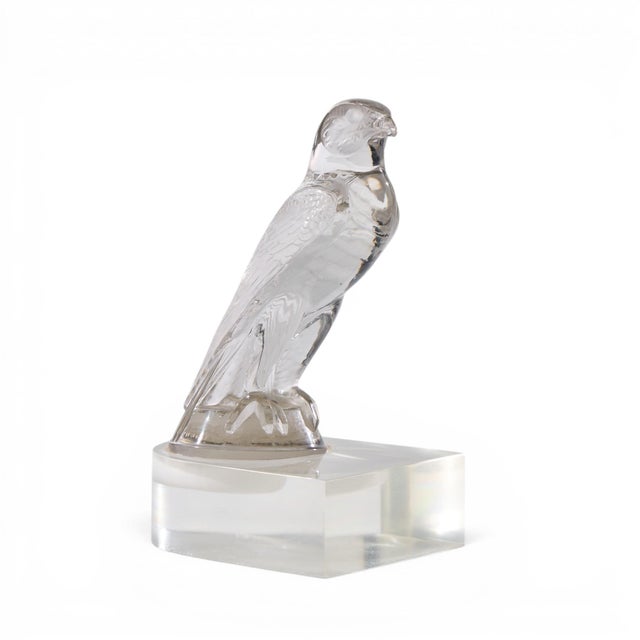 Lalique René Lalique Falcon Car Mascot Clear Glass Mounted Bookends - Pair For Sale - Image 4 of 12