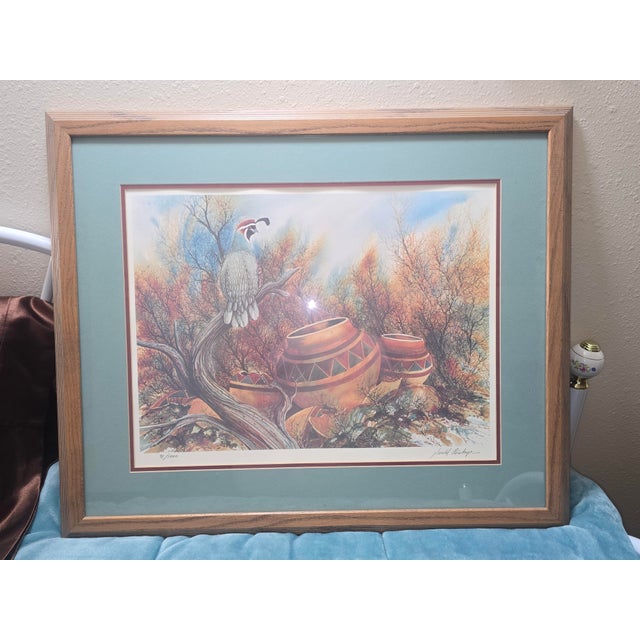 This artwork is a framed print by the American wildlife artist Jerry Bishop (frequently signed as Jerold or Jerald...