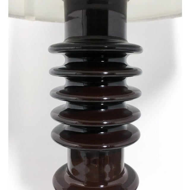 1950s Ceramic Insulator Spool Lamp With Solid Walnut Base For Sale - Image 5 of 12