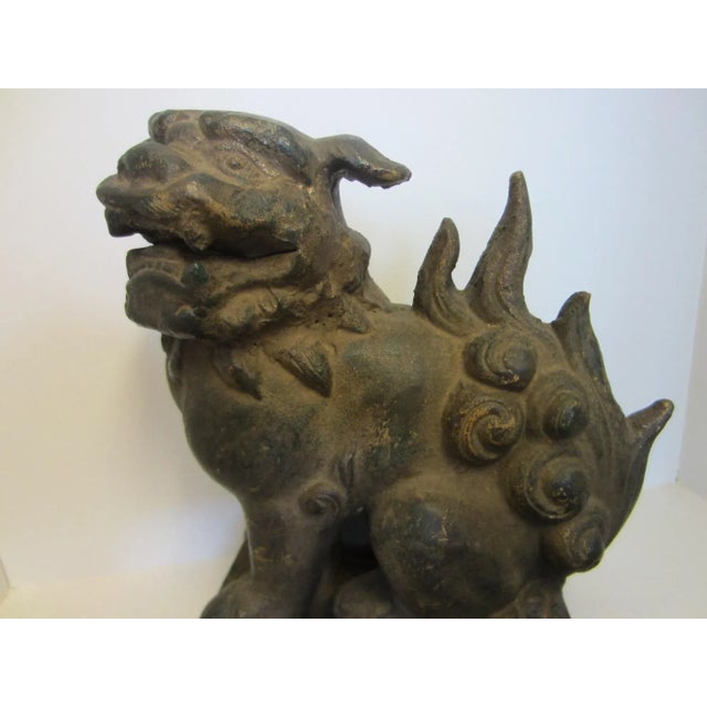 19th Century Chinese Foo Dogs Gilt Bronze Lions Bookends- A Pair For Sale - Image 12 of 13