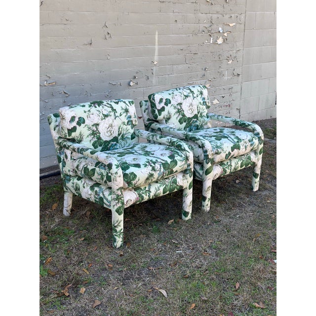 Schumacher Vintage Parsons Chairs Reupholstered in Schumacher Floral Fabric For Sale - Image 4 of 11