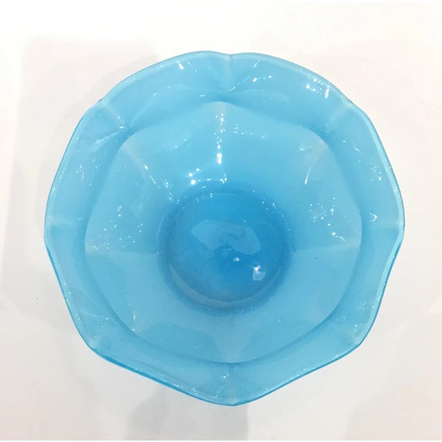 Art Deco Vintage Blue Czech Art Glass Bowl For Sale - Image 3 of 5