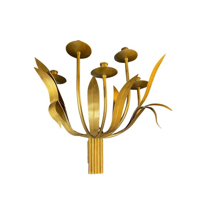 Large Florentine Gilt Metal Wall Lights, Italy, 1950s, Set of 2 For Sale - Image 12 of 18