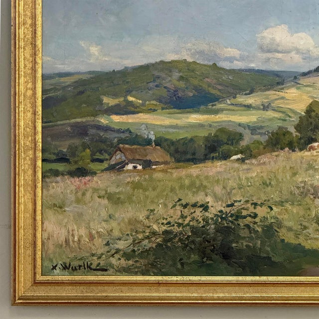 Antique Framed Oil Painting on Canvas by Xavier Wurth (1869-1933) For Sale - Image 10 of 16