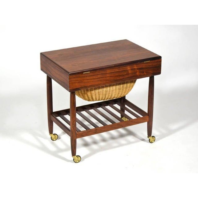 Wood Rosewood Sewing Table or Cart by Ejvind Johansson For Sale - Image 7 of 11