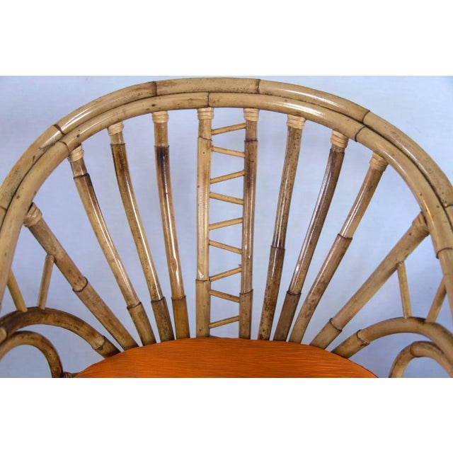 Mid-Century Circle Sided Rattan Armchairs - a Pair For Sale - Image 9 of 18