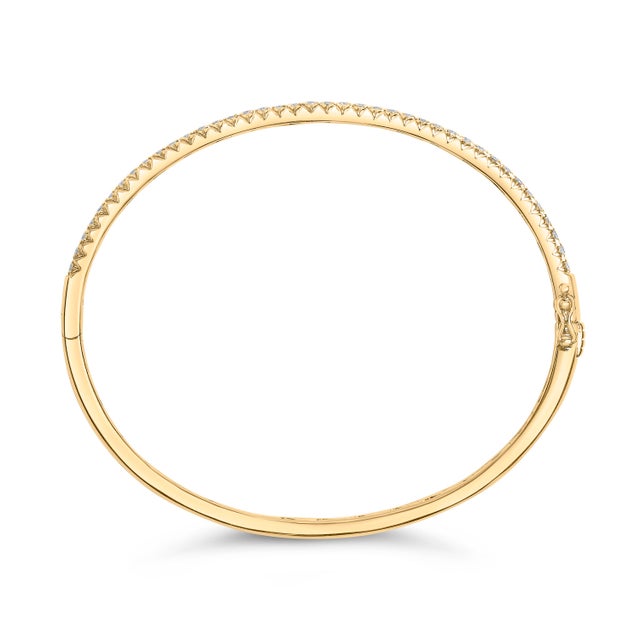14K Yellow Gold 1.00 Cttw Half Eternity Diamond Bangle Bracelet (G-H Color, SI2-I1 Clarity) - 7" Inches For Sale - Image 4 of 6