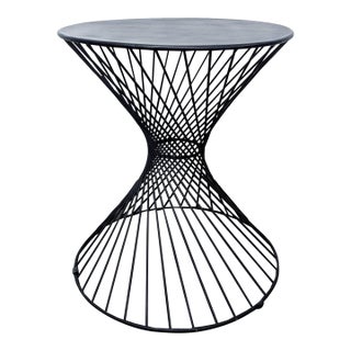 Modern Black Wire Frame Accent Outdoor Table With Round Top For Sale
