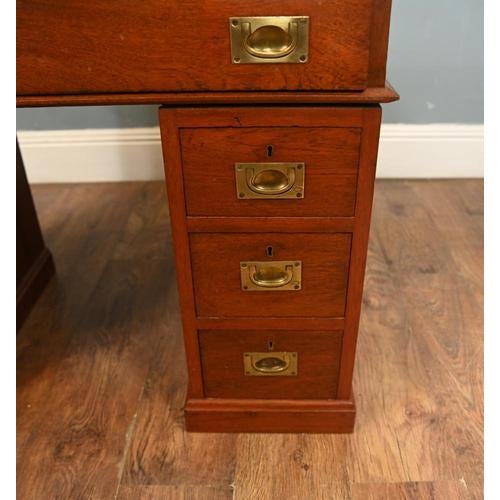 Military Campaign Pedestal Desk in Mahogany, 1880 For Sale - Image 12 of 15