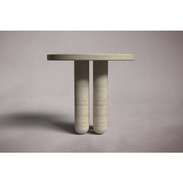 Modern Flow Travertine Round Entry Table For Sale - Image 3 of 5
