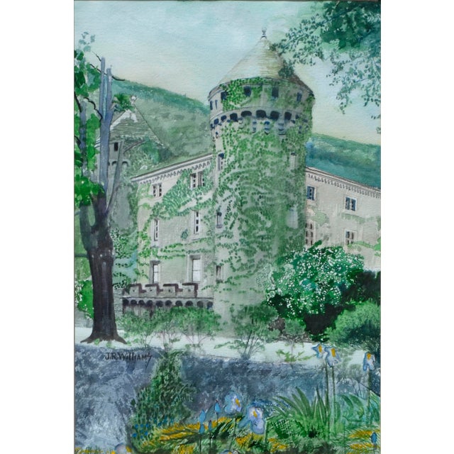 Lovely watercolor of an ivy covered villa near Prague, Czech Republic by J. R. Williams (American, 1935 - 2006). Signed by...