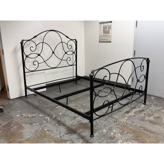 Victorian Queen Size Bombay Company Scrollwork Metal Bed Frame, Vintage For Sale - Image 3 of 12