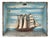 Mid-Century Modern Maritime Diorama with Large Sailing Ship Under Glass, United States, 1950s For Sale