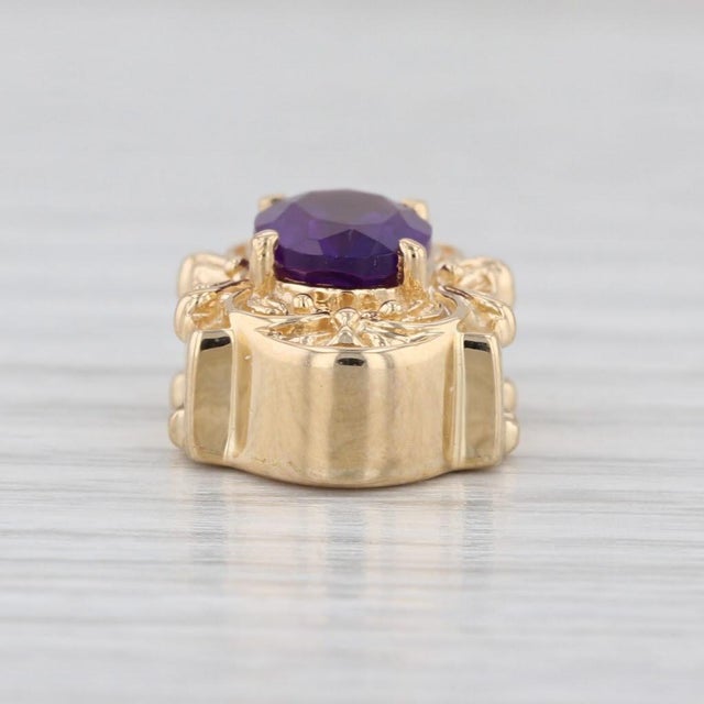 Gemstone Information: - Natural Amethyst - Carats - 1.20ct (6 x 8 mm) Cut - Oval Brilliant Color - Purple Metal: 14k...