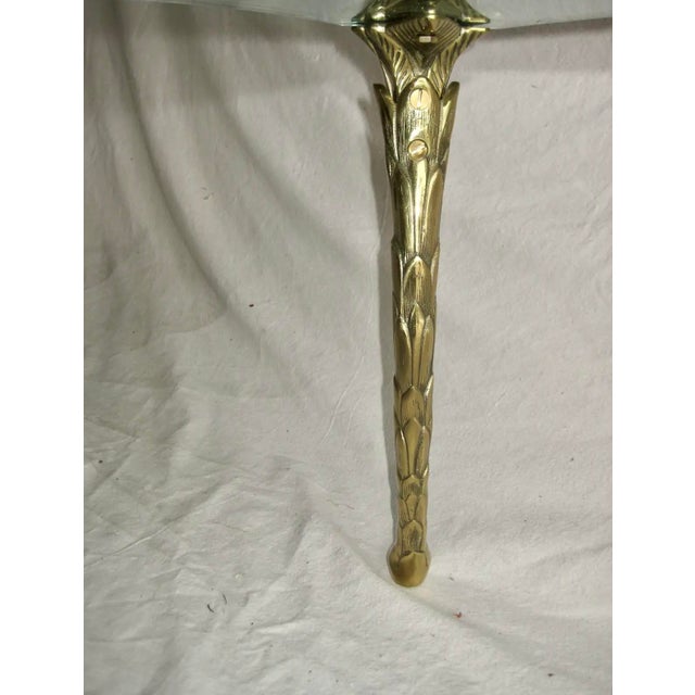 1950s 1950s Extremely Rare Gold Plated Bronze Palm Leaf Coffee Table in the Manor of Maison Charles For Sale - Image 5 of 8