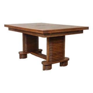 1940s French Carved Wood Brutalist Table by Charles Dudouyt For Sale