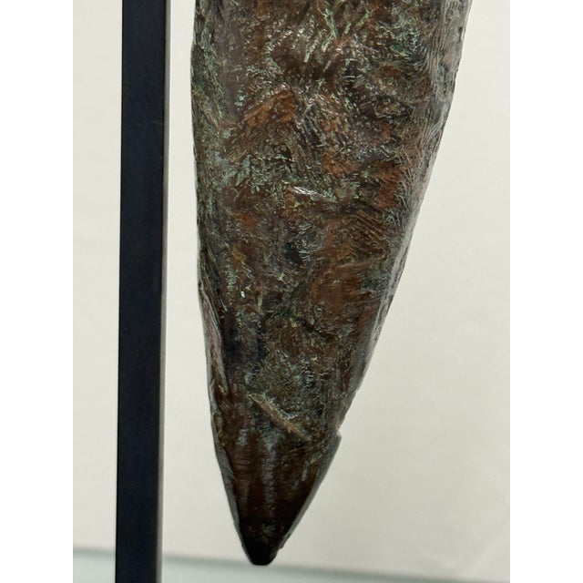 Sculptural Metal Vase + Stand, Vintage For Sale - Image 11 of 12