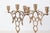 Shabby Chic Brass Peacock Three-Arm Candelabras With Pierced Filigree For Sale - Image 3 of 12