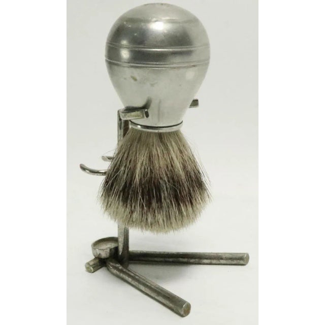 Metal Antique Sheffield Shaving Brush on Stand For Sale - Image 7 of 7