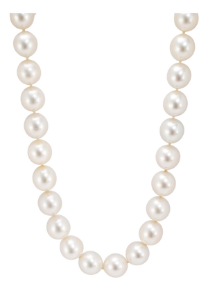 14k White Gold Graduated White Sea Pearl Strand Bead Chain Necklace