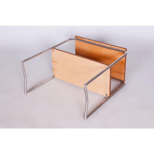 Bauhaus Side Table in Walnut and Chrome attributed to Hynek Gottwald, 1930s For Sale - Image 9 of 10