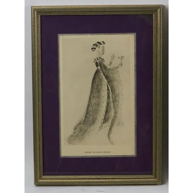 Set X 6 Romeo & Juliet Lady Capulet C1936 Theatrical Costume Plates by Oliver Messel Provenance: The Susie Hilfiger Collection For Sale - Image 9 of 16