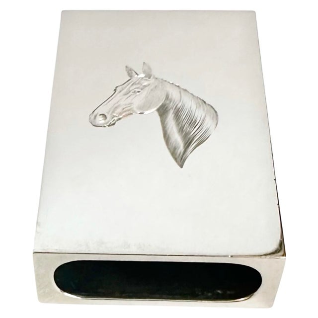 Mid 20th Century Vintage Asprey Sterling Silver Equestrian Horse Matchbook Case For Sale - Image 5 of 18