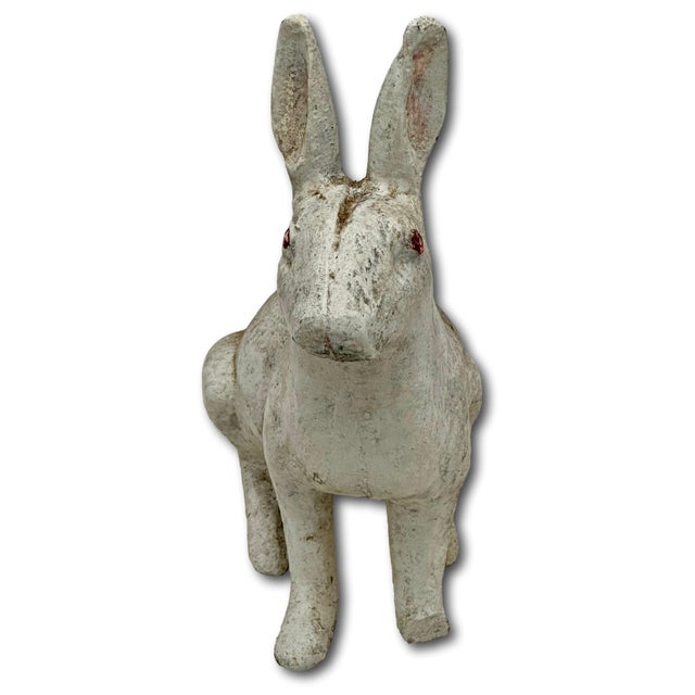 Figurative Very Large & Heavy Antique American Rustically Aged Cast Iron Rabbit Garden Ornament or Doorstop - Circa 1920s For Sale - Image 3 of 18