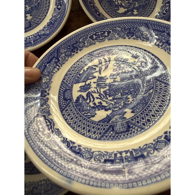 1960s Vintage Blue Willow Saucers 6.125 Inch Blue and White Transferware - Set of 5 For Sale - Image 5 of 7
