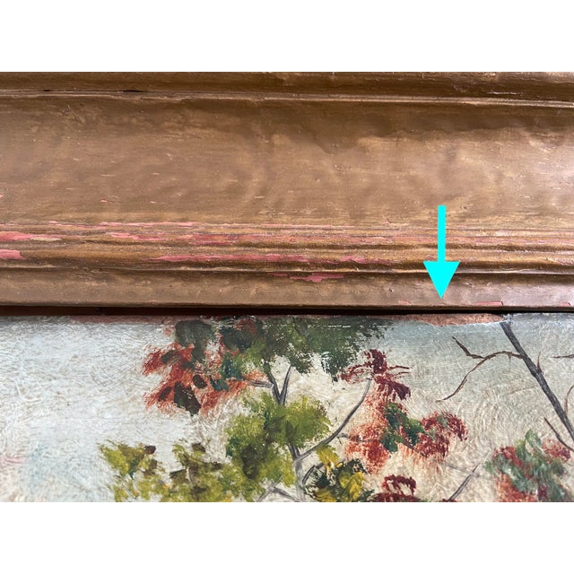 Early 19th Century Lake & Woods Landscape Oil Painting With Deer and Birds For Sale - Image 11 of 12