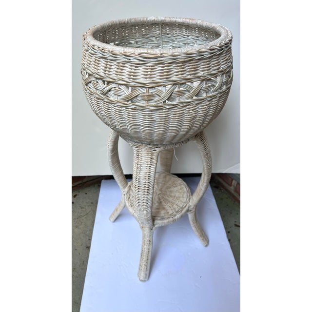 Mid 20th Century Vintage Wicker Plant Stand For Sale - Image 5 of 6