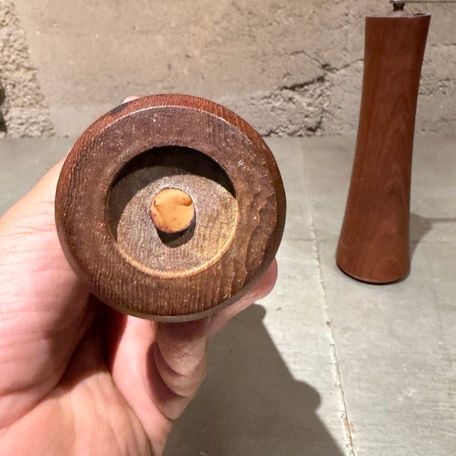 Wood Mid-Century Modern Teakwood Salt and Pepper Shaker Set Laurids Lonborg Denmark For Sale - Image 7 of 8