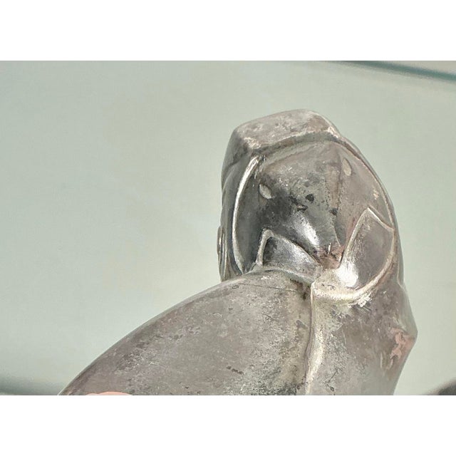 Antique Spelter Metal Art Deco Sculpture Cockatoo Bird on Metal Base, Circa 1920's-1930s For Sale - Image 9 of 12