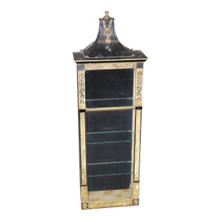 Antique Directoire Style Paint Decorated Wall Vitrine Display Cabinet For Sale
