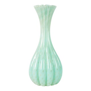 Vintage Murano Glass Fluted Vase For Sale