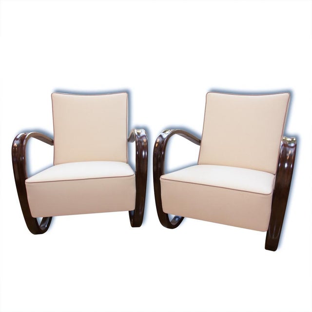 Brown H-269 Lounge Armchairs by Jindrich Halabala for UP Zavody, 1930s, Set of 2 For Sale - Image 8 of 13