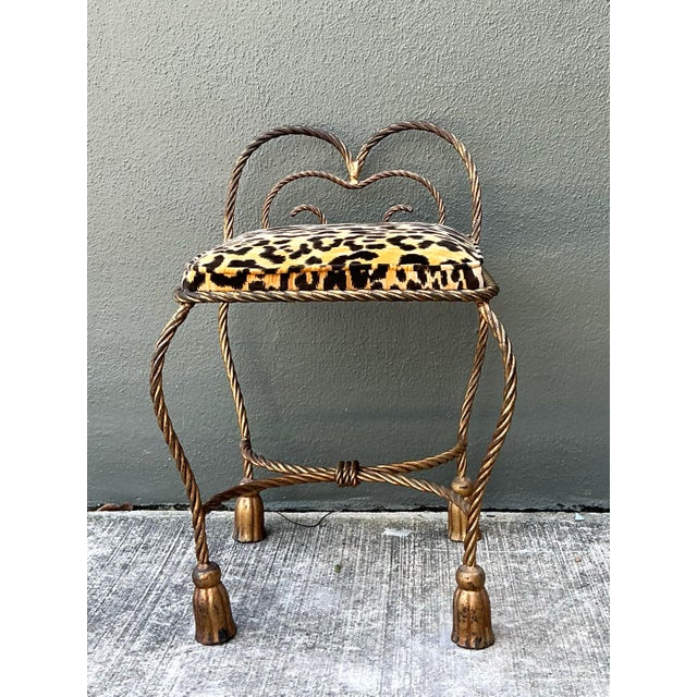 Vintage Twisted Rope and Tassel Vanity Stool For Sale - Image 10 of 12