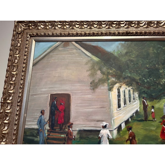 Acrylic Painting on Canvas Ted Ellis on the Shadow Side of Church For Sale - Image 4 of 7