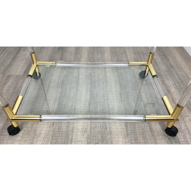 Acrylic, Brass & Glass Bar Serving Cart Trolley, Italy, 1970s For Sale - Image 13 of 15