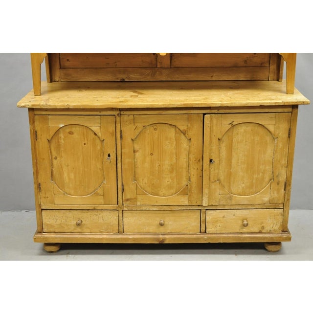 Antique French Country Provincial Pine Wood Buffet Cupboard China Cabinet Hutch For Sale In Philadelphia - Image 6 of 18
