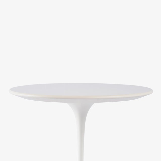 Metal Saarinen 20" Tulip Pedestal Side Table in White Laminate For Sale - Image 7 of 8