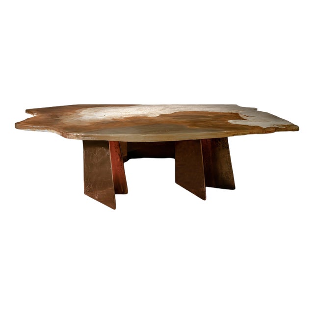 Aurisino One of a Kind Coffee Table in Bronze with Marble and Resin by Alex Turco For Sale