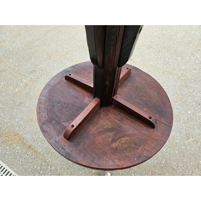 Primitive Round Wooden Pedestal Pub Table For Sale - Image 18 of 18