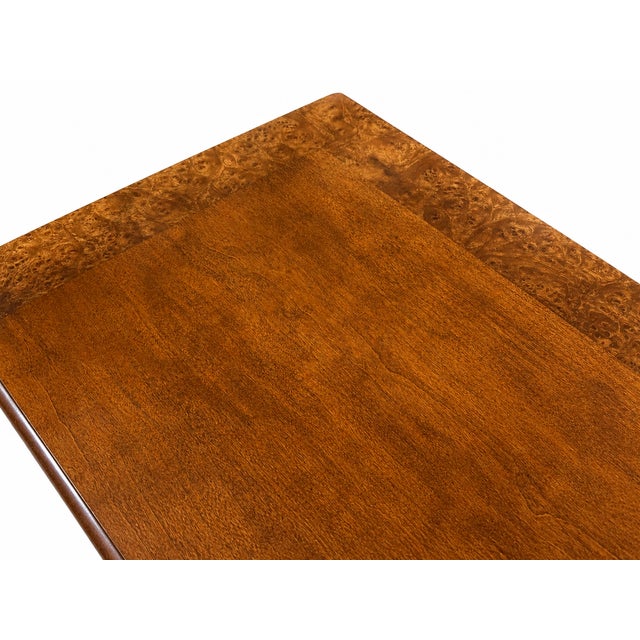 Traditional 20th-C. Neo-Classical Style Banded Burl Walnut Console Table by Baker Furniture For Sale - Image 3 of 7