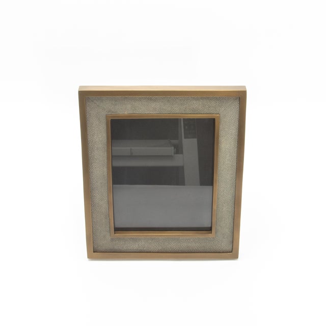 2020s Picture Frame 8x10” in Grey Shagreen With Brass Details by Kifu Paris For Sale - Image 5 of 8