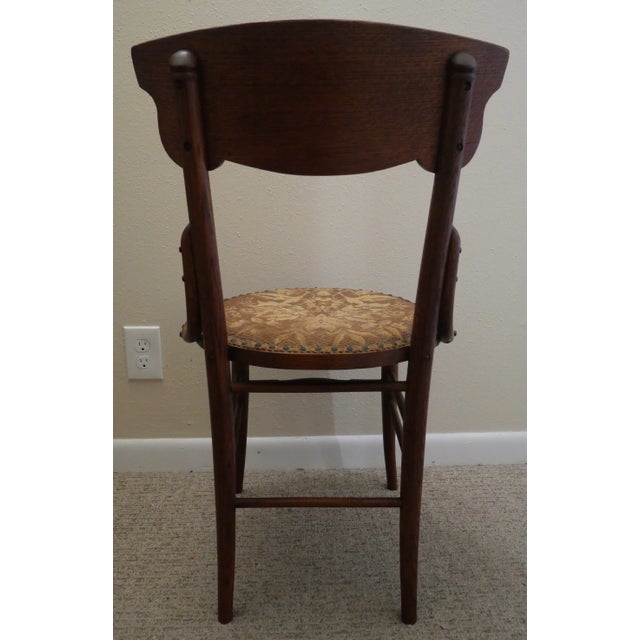 Early 20th Century American Arts and Crafts Oak Bentwood Floral Motif Upholstered/Nailhead Seat Side Chair For Sale In New Orleans - Image 6 of 11