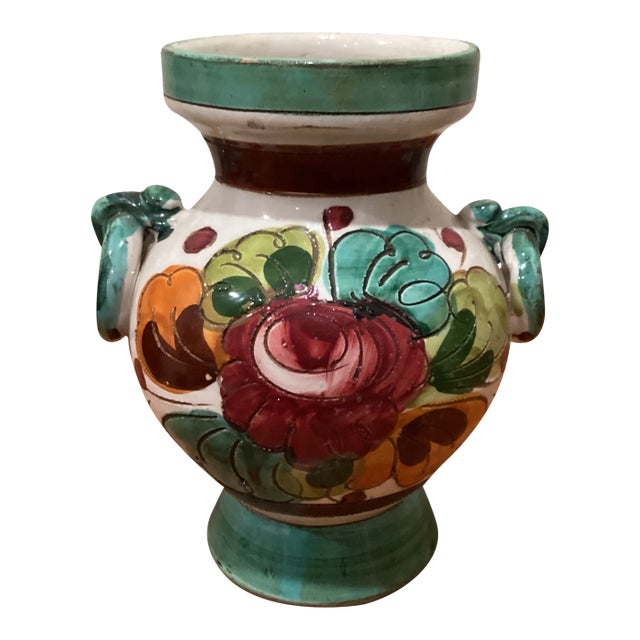 Early 21st Century Italian Majolica Terracotta Urn/Vase in Clay by Chris Lorenz For Sale