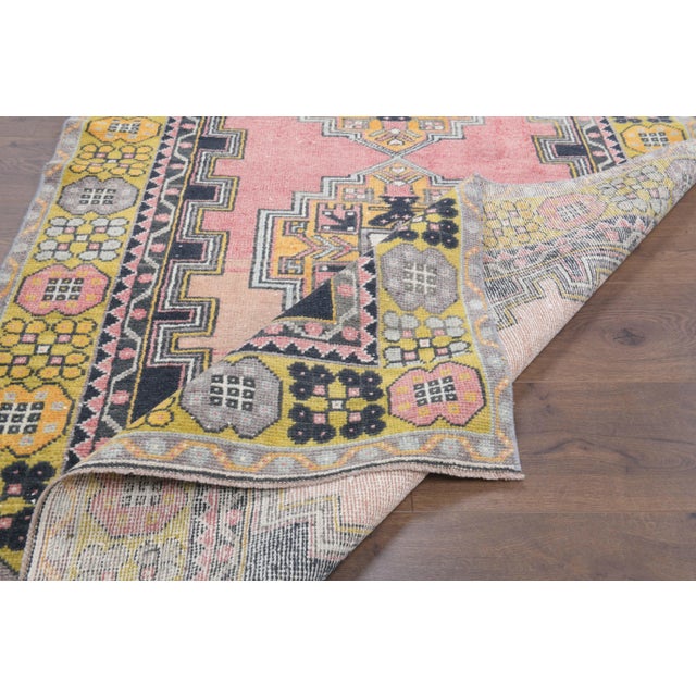 1970s 1970s Turkish Oushak Handmade Wool Cotton Pink Area Rug For Sale - Image 5 of 10