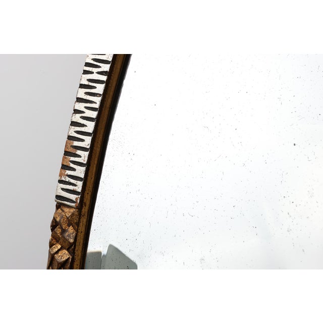 France / 1910 / Mirror / wood / Art Deco / Belle Époque A striking early Art Deco oval wall mirror, crafted in France...